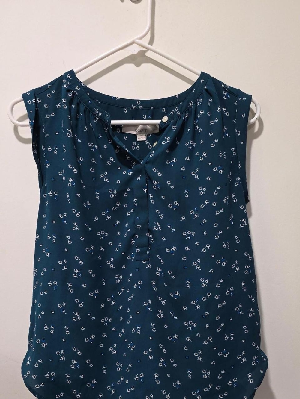 LOFT Teal Blue Floral Sleeveless Camisole
